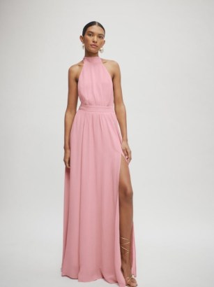 Reformation Andee Dress in Carnation ~ pink halterneck maxi dresses - flipped