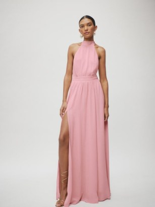 Reformation Andee Dress in Carnation ~ pink halterneck maxi dresses