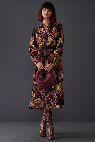 Kachel Mila Shirt Dress / long sleeved button front collared dresses / floral print clothes - flipped
