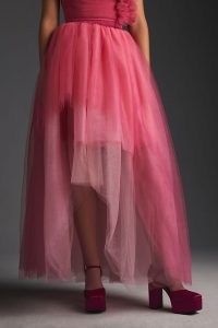 Hutch Asymmetrical Skirt in Pink / women’s ombre asymmetric maxi skirts / womens tulle style net fabric party fashion / asymmetric layered design
