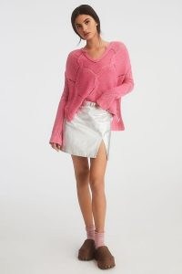 Pilcro Pointelle Cashmere Jumper in Pink ~ slouchy jumpers
