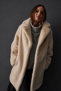 Anthropologie Faux Fur Coat in Ivory / winter glamour / glamorous coats