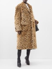 JUNYA WATANABE Leopard faux-fur coat in beige | women’s longline oversized animal print winter coats