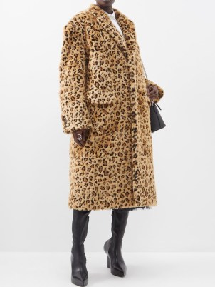 JUNYA WATANABE Leopard faux-fur coat in beige | women’s longline oversized animal print winter coats