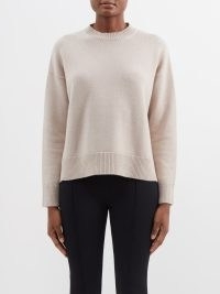 S MAX MARA Venezia sweater in beige | women’s luxe wool and cashmere blend sweaters | womens crew neck split back hem jumpers