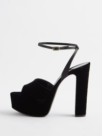 SAINT LAURENT Jodie 95 velvet platform high-heel sandals in black – plush platforms