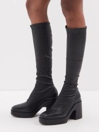 CLERGERIE Nelly 110 stretch-leather knee-high boots in black / chunky platforms / skinny leg / block heel