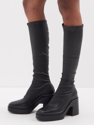 CLERGERIE Nelly 110 stretch-leather knee-high boots in black / chunky platforms / skinny leg / block heel
