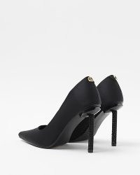 RIVER ISLAND BLACK SATIN EMBELLISHED HEELED COURT SHOES ~ luxe style courts