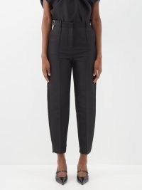 TOTEME Sitched-pleat cotton-blend cropped trousers ~ women’s minimalist fashion ~ stylish wardrobe staples