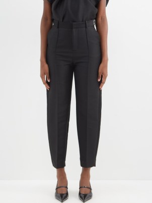TOTEME Sitched-pleat cotton-blend cropped trousers ~ women’s minimalist fashion ~ stylish wardrobe staples - flipped