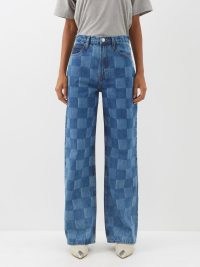 FRAME Le High ‘n’ Tight checkerboard straight-leg jeans / women’s tonal check print denim fashion