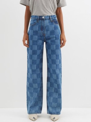 FRAME Le High ‘n’ Tight checkerboard straight-leg jeans / women’s tonal check print denim fashion - flipped