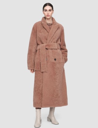 JOSEPH Curly Merino Bourdon Coat in Mauve ~ women’s luxe winter coats - flipped