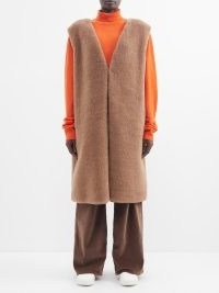 THE ROW Beyzita reversible faux-fur gilet in brown / luxe longline gilets / long plush sleeveless jackets