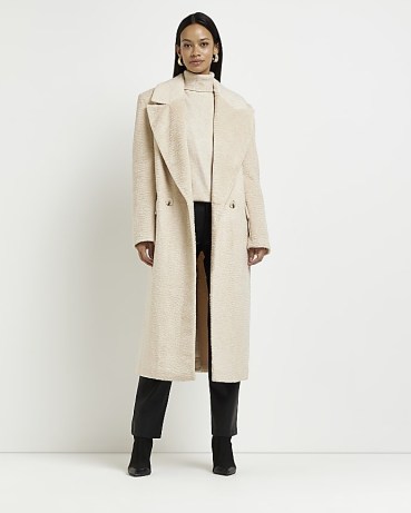 RIVER ISLAND CREAM OVERSIZED LONGLINE COAT ~ womens on-trend relaxed fit coats