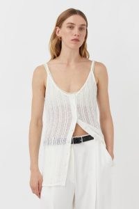 CAMILLA AND MARC Dante Button Down Knit Cami in Ivory White | sheer knitted camisole tops