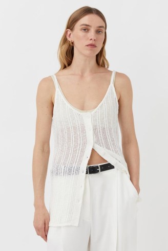 CAMILLA AND MARC Dante Button Down Knit Cami in Ivory White | sheer knitted camisole tops