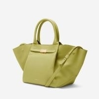 DeMELLIER The Midi New York in lime small grain | luxe yellow-green handbags | luxury top handle leather bags