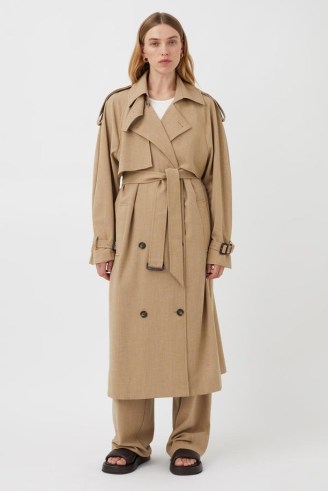 CAMILLA AND MARC Fernando Trench Coat in Flax Brown / women’s modern classic outerwear / womens relaxed belted midi coats