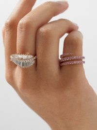 ANITA KO Palm Leaf diamond & 18kt rose-gold ring – women’s luxe rings with baguette-cut diamonds