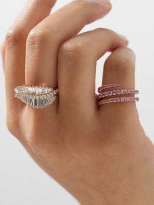 ANITA KO Palm Leaf diamond & 18kt rose-gold ring – women’s luxe rings with baguette-cut diamonds