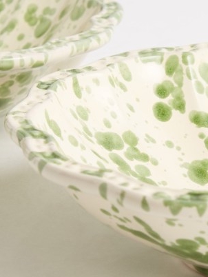 CABANA MAGAZINE Set of two small speckled-ceramic bowls ~ scalloped edge bowl