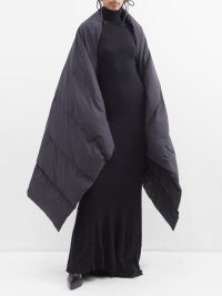 BALENCIAGA Puffa blanket cape in grey ~ padded open front capes ~ quilted outerwear