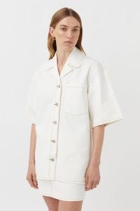 CAMILLA AND MARC Ines Denim Short Sleeve Shirt in Salt White | women’s cotton relaxed fit shirts