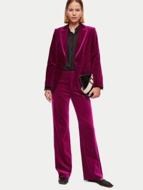 JIGSAW Mason Velvet Trouser Pink ~ women’s plush jewel tone trousers - flipped