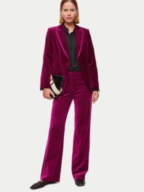 JIGSAW Mason Velvet Trouser Pink ~ women’s plush jewel tone trousers