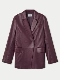 JIGSAW Ryedale Leather Blazer Oxblood ~ women’s asymmetric wrap front blazers ~ womens luxe jackets