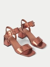 JIGSAW Maybell Metallic Heeled Sandal Bronze ~ metallic square toe block heel sandals
