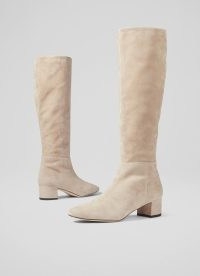 L.K. BENNETT Karen Taupe Suede Knee-High Boots ~ luxe winter footwear