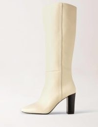 Boden Knee High Leather Boots in Off White ~ luxe winter footwear