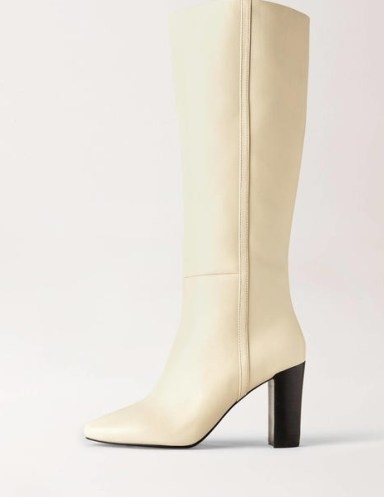 Boden Knee High Leather Boots in Off White ~ luxe winter footwear