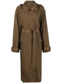 Lemaire hooded trench coat in brown ~ women’s belted longline coats