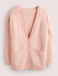 Boden Long Fluffy Cardigan in Pink Frosting ~ relaxed fit drop shoulder cardigans ~ luxe style knits