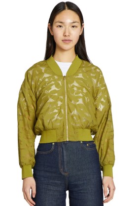 gorman Maeve Bomber Jacket in Olive / women’s casual green zip up jackets / butterfly motif - flipped
