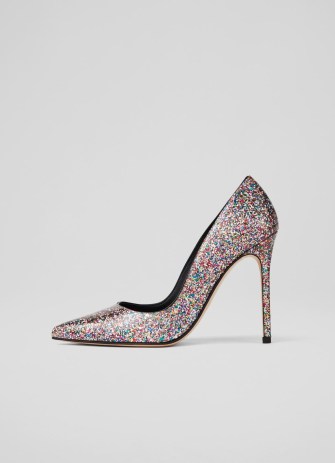 L.K. BENNETT Marilyn Glitter Court Heels ~ glittering multicoloured courts ~ high stiletto pumps - flipped