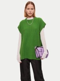 JIGSAW Merino Cashmere Longline Tunic in Green ~ oversized knits ~ knitted side split tunics ~ women’s minimalist knitted fashion
