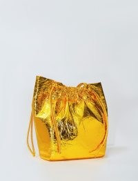 Proenza Schouler Metallic Drawstring Tote in Gold / crinkle-effect leather shoulder bags / luxe shopper