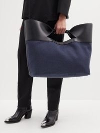 ALEXANDER MCQUEEN The Bow large denim and leather tote bag in navy