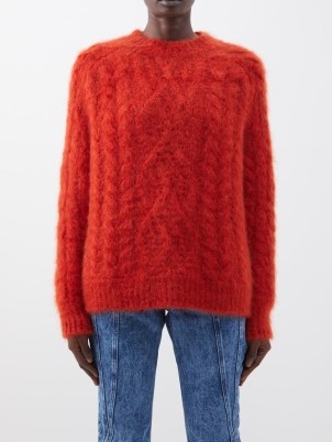ISABEL MARANT Thomas cable-knit mohair-blend sweater in orange - flipped