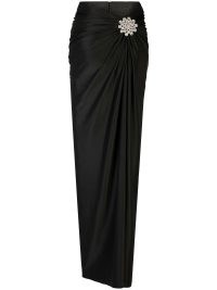 Paco Rabanne draped jersey maxi skirt in black | elegant long length gathered detail evening skirts