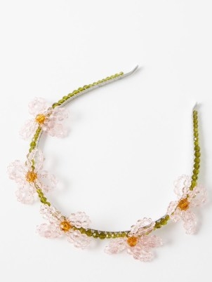 SIMONE ROCHA Beaded floral headband in pinks ~ bead embellished headbands ~ flower themed hair accessories - flipped