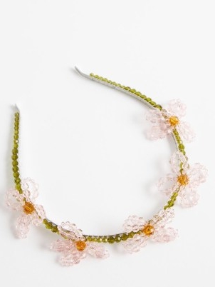 SIMONE ROCHA Beaded floral headband in pinks ~ bead embellished headbands ~ flower themed hair accessories