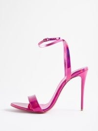 CHRISTIAN LOUBOUTIN Loubigirl 100 iridescent patent-leather sandals in pink