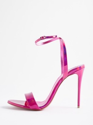 CHRISTIAN LOUBOUTIN Loubigirl 100 iridescent patent-leather sandals in pink