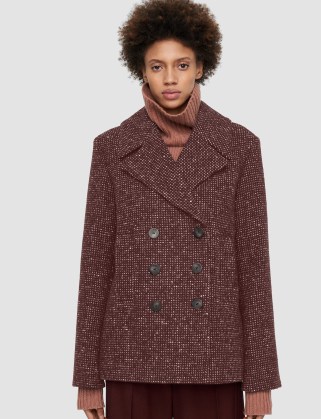 JOSEPH Compact Bouclé Portelet Coat in Raisin Combo ~ chic tweed style coats